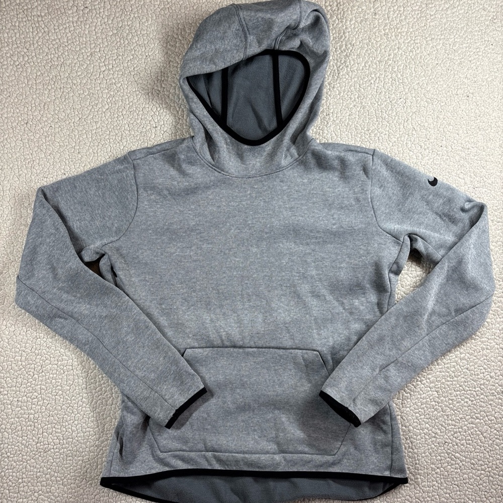 Nike Dri Fit Therma Hoodie Women Large‎ Medium Gray Fleece Lined 803545-065